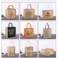 Groceries Delivery Burlap Flax Natural Jute Shopping Bag